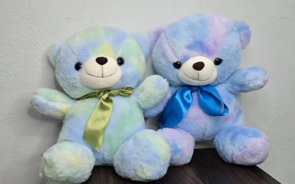 Anime-Inspired Pastel Plush Bear with Green Ribbon - Image 2