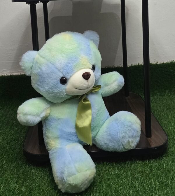 Anime-Inspired Pastel Plush Bear with Green Ribbon - Image 3