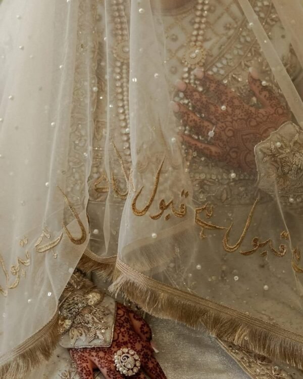 Nikkah Dupatta – "Qubool Hai" Embroidered Chiffon Dupatta - Image 2